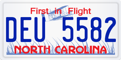 NC license plate DEU5582