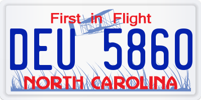 NC license plate DEU5860
