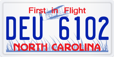 NC license plate DEU6102
