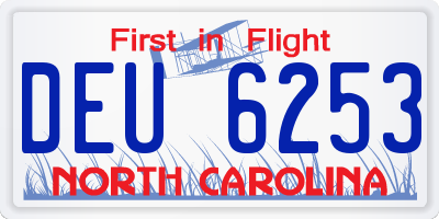 NC license plate DEU6253
