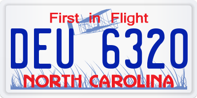 NC license plate DEU6320