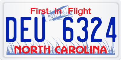 NC license plate DEU6324