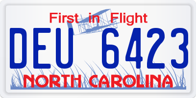 NC license plate DEU6423