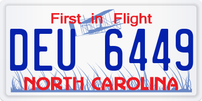NC license plate DEU6449