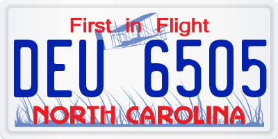 NC license plate DEU6505