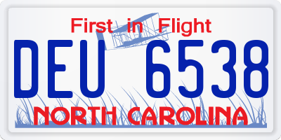 NC license plate DEU6538