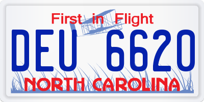 NC license plate DEU6620