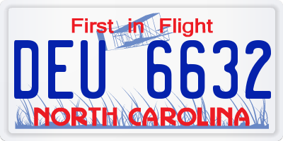 NC license plate DEU6632