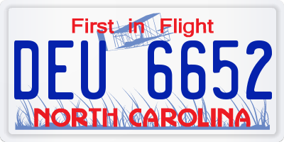 NC license plate DEU6652
