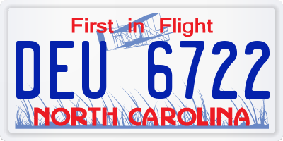 NC license plate DEU6722