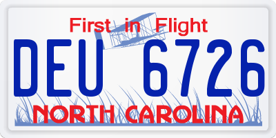 NC license plate DEU6726