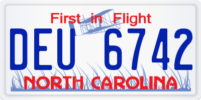 NC license plate DEU6742