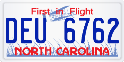 NC license plate DEU6762