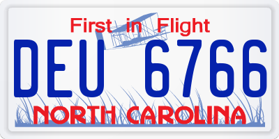 NC license plate DEU6766