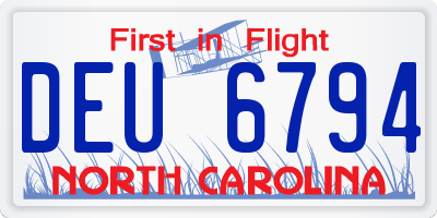 NC license plate DEU6794