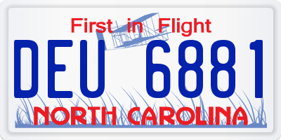 NC license plate DEU6881