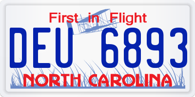 NC license plate DEU6893