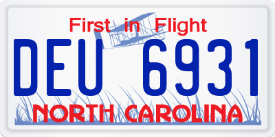 NC license plate DEU6931