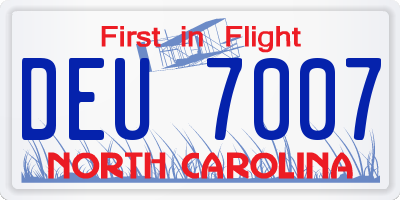NC license plate DEU7007