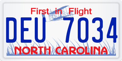 NC license plate DEU7034