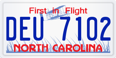 NC license plate DEU7102