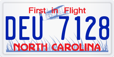 NC license plate DEU7128