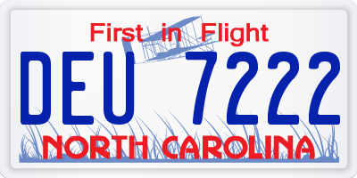 NC license plate DEU7222
