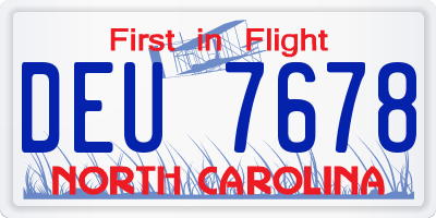 NC license plate DEU7678