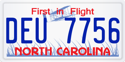 NC license plate DEU7756