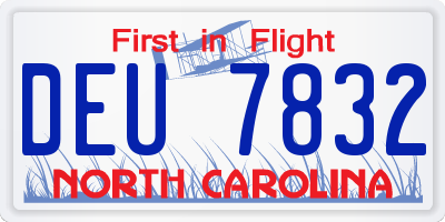 NC license plate DEU7832
