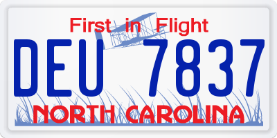 NC license plate DEU7837