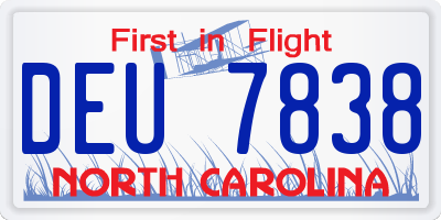 NC license plate DEU7838