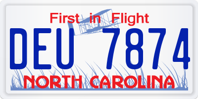 NC license plate DEU7874