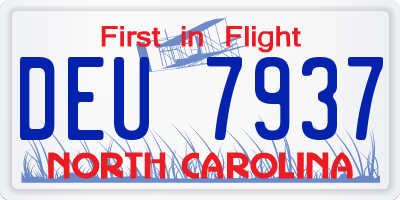 NC license plate DEU7937