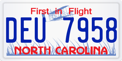 NC license plate DEU7958