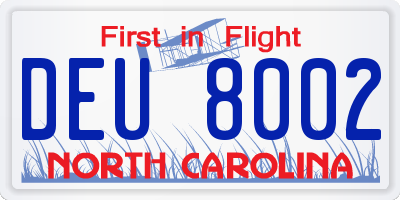NC license plate DEU8002