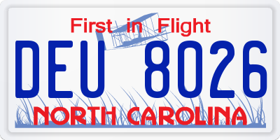 NC license plate DEU8026