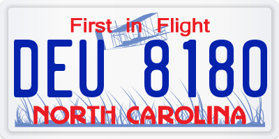 NC license plate DEU8180