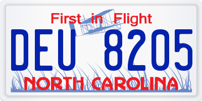 NC license plate DEU8205