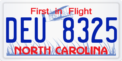 NC license plate DEU8325