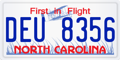 NC license plate DEU8356