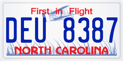 NC license plate DEU8387