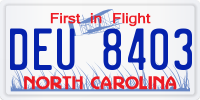 NC license plate DEU8403