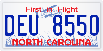 NC license plate DEU8550