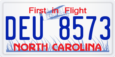 NC license plate DEU8573