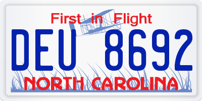 NC license plate DEU8692