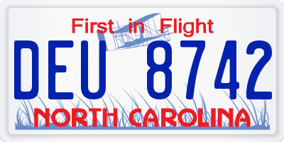 NC license plate DEU8742