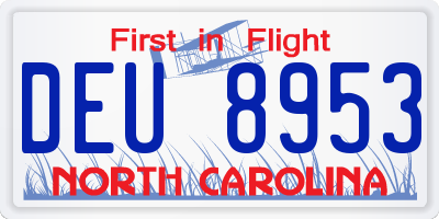 NC license plate DEU8953