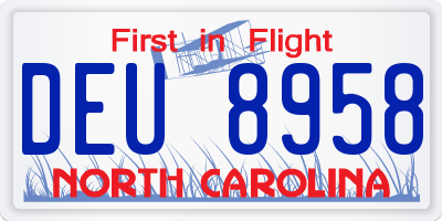 NC license plate DEU8958