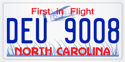 NC license plate DEU9008